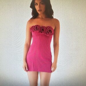 Peppermayo Fuchsia Strapless Dress with Rosette Detail Size XS 0 Patsie New NWT